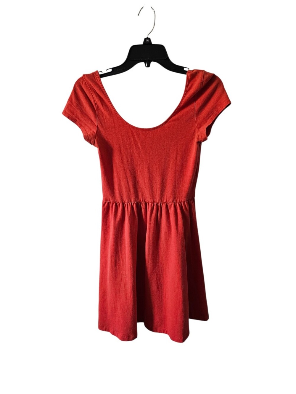 Mossimo Target Orange Skater Dress Small Cap Sleeve Knit A-Line Mini Fit Flare